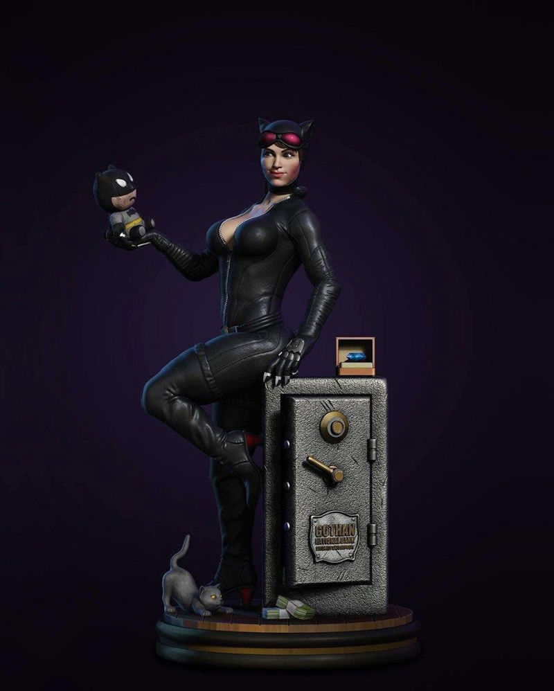 Catwoman Washed 3D Model Ready to Print STL