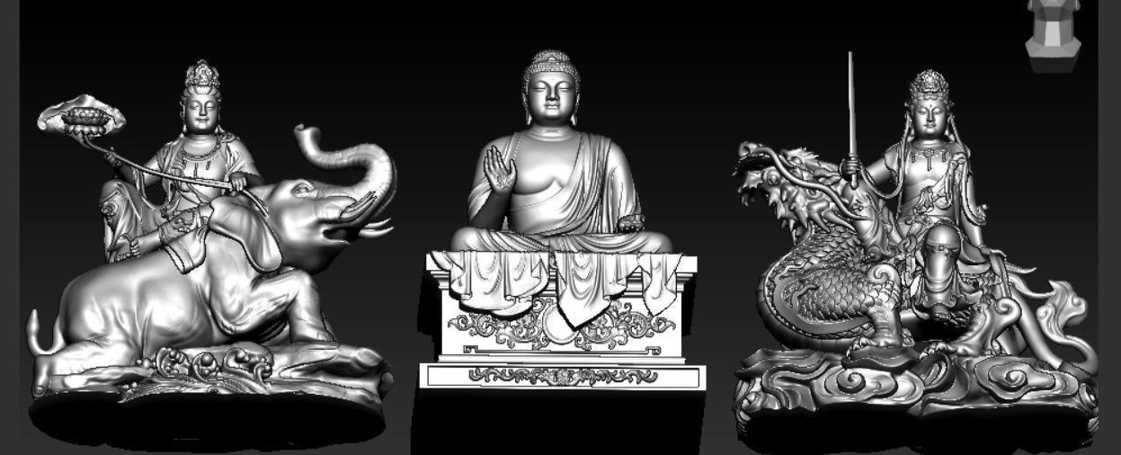 buddha-and-bodhisattva-manjushri-and-bodhisattva-universal-sage-3d-model-eae75aff20