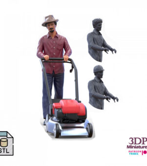 Guy with Lawnmower gardener