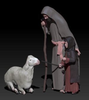 father and son with sheep