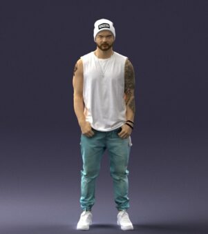 Man with a tattoo in a hat