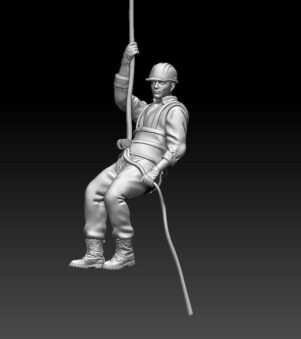builder soldier hanging from rope