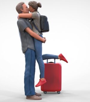 A couple saying goodbye at the station